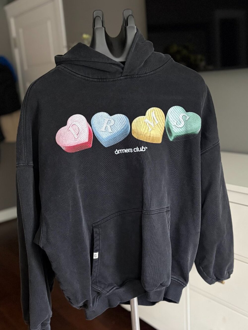 DRMERS CLUB Conversation Hearts Hoodie Charcoal Men’s M